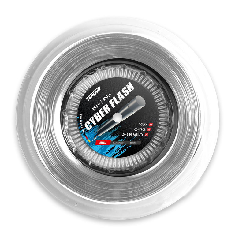 Topspin Tennis String Cyber Flash (Durability + Power) silver 300m reel